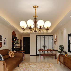 Lámpara de Techo Estilo Chino para Sala de Estar, con Múltiples Cabezales LED, Fuente de Luz E27, Control por Interruptor, Redonda, Decoración para el Hogar - Product Image 3