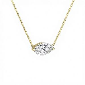 Collier pendentif en or 14 carats avec diamant naturel taille marquise, bijou élégant et minimaliste, tendance, cadeau pour femme - Product Image 2