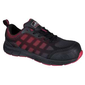 PORTWEST - FT35BKD36 Compositelite Ogwen entrenador de corte bajo S1P zapato negro/rojo-EAN 5036108322718 ZAPATOS DE SEGURIDAD Y ENTRENADORES DE SEGURIDAD - Product Image 1