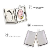 Collier pendentif cœur pêche sombre en acier inoxydable avec chaîne en bambou pour femme, style européen et américain, créatif, cadre photo DIY pour couple