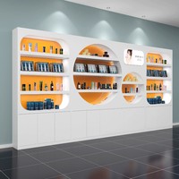 Vitrine Commerciale Moderne à 8 Portes avec Étagères Encastrées Rétroéclairées en MDF Laqué et Rangement Durable