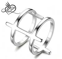 Bague Double face en acier inoxydable et or, anneau croisé, offre spéciale