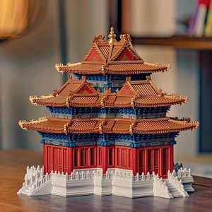 Modelo de bloques de construcción de la Torre Esquinera de la Ciudad Prohibida, un edificio antiguo de estilo chino con sistema de mortaja y espiga. - Product Image 3