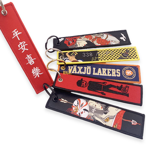 <strong>Custom</strong> Personalized <strong>Shape</strong> Design <strong>Custom</strong> Logo Key Tag Keyring Woven Embroidery Keychain Jet Tag - Product Image 2