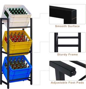 Freestanding Modern Three-Layer Metal Beverage <b>Rack</b> with Sustainable Multifunction Design for Water Beer and <b>Drinks</b> - Product Image 3