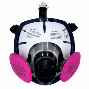 Full <strong>Face</strong> Gas Mask Dark Blue KP100 Dual Filter CE 2163 Certified Top Clip Adjustable Headband Chemical Fume Vapor Safety - Product Image 1