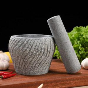 Hand Carved Stone Mortar And Pestle Bluestone Grinder Herb Spice Tools Durable Manual Garlic Crusher - Product Image 1