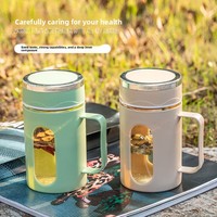 Tasse de bureau isotherme double paroi avec infuseur à thé intégré, grande capacité, design cartoon