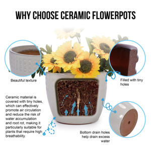 Ensemble de 3 pots de jardin en céramique Mdj, ronds, vert foncé brillant, pour une utilisation intérieure et extérieure, pour la maison et le jardin - Product Image 4