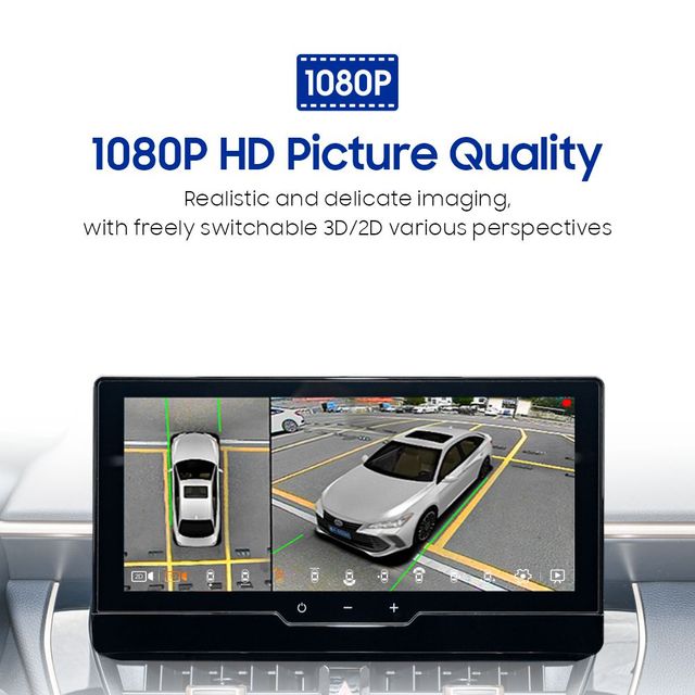 AHD 1080P 3D Surround Bird View Car Camera Parking System 360 Degree Car Panoramic Camera Kits for Toyota Lingfang 12.3-inch