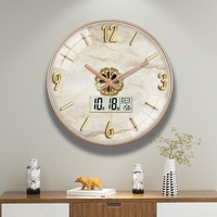 Jam Dinding LED Gantung Modern Bergaya Sederhana Nordik 12 Inci 30CM, Tampilan Analog Digital, Tanpa Perlu Pengeboran, RoHs