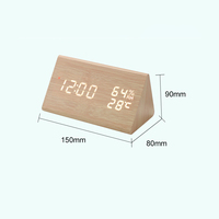 Horloge radio japonaise/allemande en bois, triangle, table, LED numérique, réveil avec date, température, humidité, heure atomique, gradation