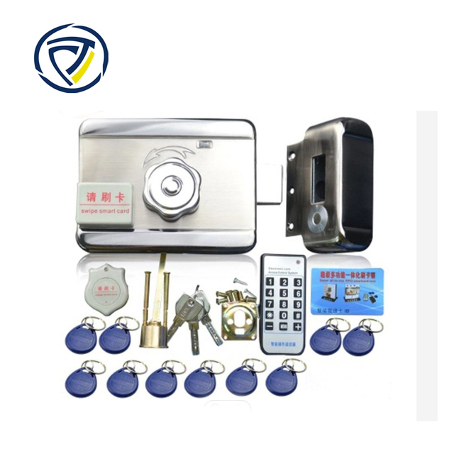 Remote Control Electric Rim Lock with Card and Key for Gate Door