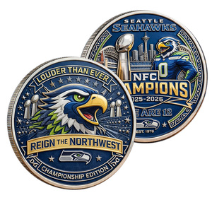 Moneda Conmemorativa de los Seattle Seahawks 2025-2026 Campeones, "Casa <span class=keywords><strong>del</strong></span> <span class=keywords><strong>12</strong></span>º Hombre", Artesanía en Metal, Decoración Coleccionable, Regalo - Product Image 5