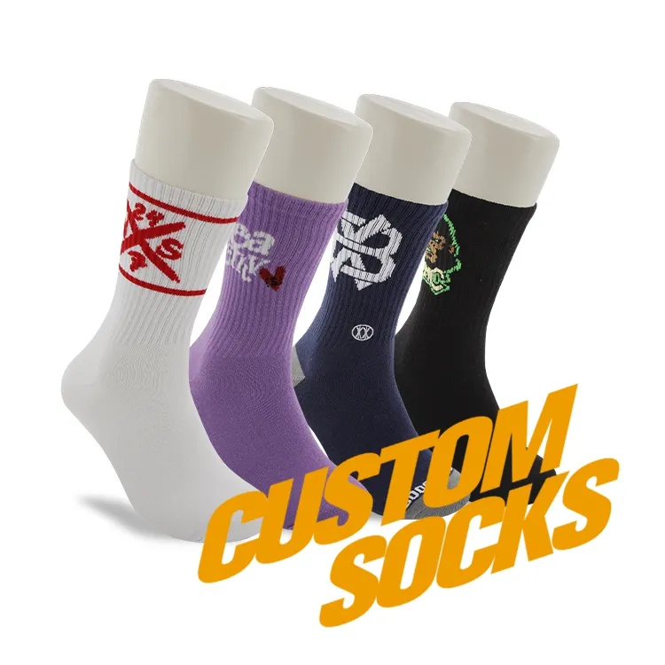 FREE DESIGN   MOCKUP athletic basketball bamboo black white socks custom OEM skate tube socks