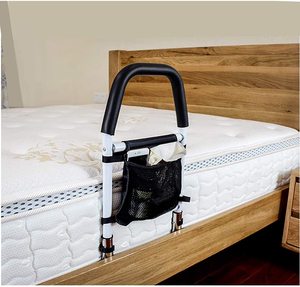 Carriles de cama para ancianos Barra de asistencia para cama de Hospital con bolsillo de almacenamiento para adultos mayores, soporte de mango para entrar y salir de B - Product Image 4