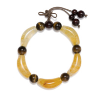 Bracelet de perles en tube de cristal de quartz hématoidé jaune, perles courbées, extensible, en pierres précieuses, pour l'équilibre énergétique et le yoga, élégant