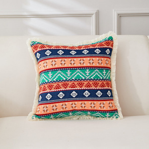 Boho pays style vintage coton et lin taies d'oreiller couleur tissé jacquard canapé oreiller coussin de chevet - Product Image 4