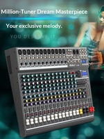 Console de mixage audio T-X12S, table de mixage 12 canaux noire avec USB, 48V, 36 effets DSP (réverbération, chorus, delay et effets Edge)
