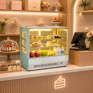 Vitrine réfrigérée professionnelle pour gâteaux avec verre plat, réfrigérateur de présentation pour boulangerie, vitrine à desserts pour magasin de sushis - Product Image 1