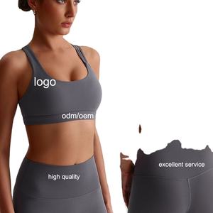 Top Deportivo Corto Acolchado de Spandex para Mujer, con Doble Tirante Cruzado en la Espalda, Diseño Moderno y Sexy para Yoga - Product Image 1