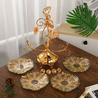 Chinese Stijl Huisdecoratie Nieuw Ontwerp Deluxe Exquise Elegante Fruit Snack Tray Bruiloft Cadeau Gouden Glasplaat