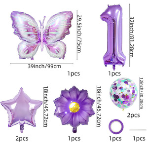 Set di <span class=keywords><strong>Palloncini</strong></span> in Foil a Forma di Fiore da 32 Pollici per Decorazioni di Feste di Compleanno per Bambini da <span class=keywords><strong>1</strong></span> a 9 Anni, Farfalle in Lattice per Baby Shower e Matrimoni - Product Image 3