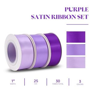 Cinta de Raso Lisa de Doble Cara Clásica de 28 mm de Ancho, Color Morado Violeta, para Ceremonia de Boda - Product Image 6