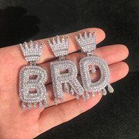 Letras doradas de Hip Hop personalizadas, nombre CZ, colgante de letras ostentosas con collar