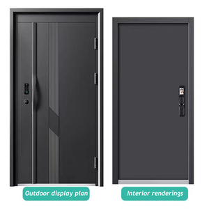 Puertas delanteras de diseño moderno para exteriores de madera de acero inoxidable de aleación de zinc antirrobo para uso comercial con cerraduras inteligentes - Product Image 6