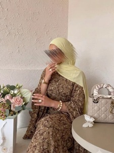 OEM ODM <b>Chiffon</b> Printed Abaya <b>Dress</b> Double Layer Flare Sleeve Modest Muslim Women Maxi <b>Dress</b> Islamic Casual <b>Long</b> <b>Dress</b> - Product Image 3