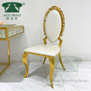 เก้าอี้บัลลังก์รุ่น King ทำจากสแตนเลสสตีลหรูหราที่นั่งทำจากหนัง PU ด้านหลังทรงสูง - Product Image 2