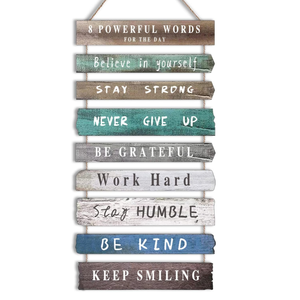 Panneau mural en bois d'art rustique inspirant, citation motivante, décoration, plaque de ferme peinte à la main, matériau MDF, positif - Product Image 1