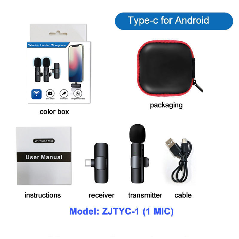 Noir, Type-C pour Android(1Mic)