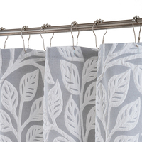 Rideau de Douche Jacquard Gris Clair à Motifs de Feuilles, Imperméable, Lavable en Machine, en Polyester, Effet 3D en Relief, Vente en Gros Usine Muyu