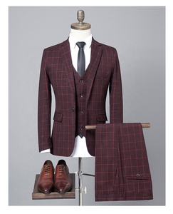 Nouveau <span class=keywords><strong>costume</strong></span> décontracté pour hommes <span class=keywords><strong>costume</strong></span> d'affaires pour hommes Blazer veste Tux gilet et pantalon hommes Plaid coupe moderne <span class=keywords><strong>costume</strong></span> <span class=keywords><strong>3</strong></span> pièces - Product Image 3