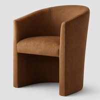 Table à manger rectangulaire en marbre avec ensemble de fauteuils de salle à manger en cuir à dossier en forme de tonneau pour les propriétaires de propriétés résidentielles haut de gamme