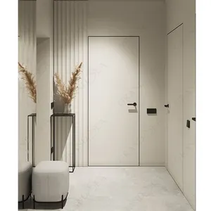Hot sale hidden room flush wood door or standard golden supplier hidden wpc doors modern black secret solid wood door