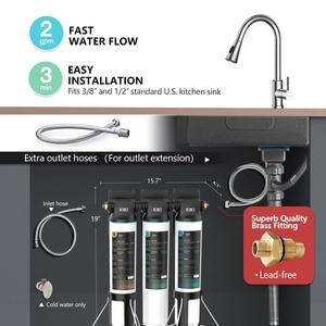 TW15 Sistema de filtro de agua debajo del fregadero de 3 etapas Reduce el 99.99% de plomo, cloro, cloramina, fluoruro, mal sabor y olor, conexión directa - Product Image 4