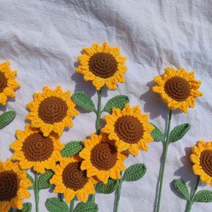 <span class=keywords><strong>Girasole</strong></span> all'Uncinetto Fatto a Mano per Decorazione Casa Fiori Lavorati a Maglia Ornamento per Cerimonia di Laurea Fiori Artificiali in Corda di Cotone Regalo - Product Image 5