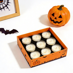 Coffret cadeau de bougies écologiques avec insert en mousse, imprimé citrouille d'Halloween personnalisé FX, emballage en papier avec tiroir - Product Image 3