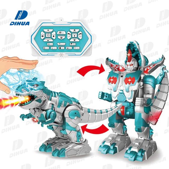 Multifunctional Transform Dinosaur Robot Toys Early Educational Intelligent Robot for Kids Spraying Deformation Robot