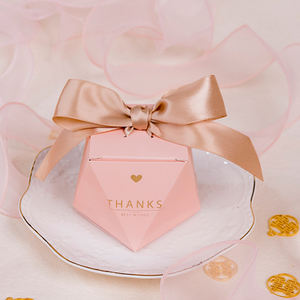 缎带装饰小纸盒大理石印花优雅婚庆礼盒 - Product Image 3