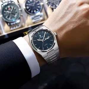 POEDAGAR 821 Orologio Classico da Uomo in Acciaio Inossidabile Impermeabile Orologio al Quarzo di Lusso Sportivo Moda Argento Blu - Product Image 5