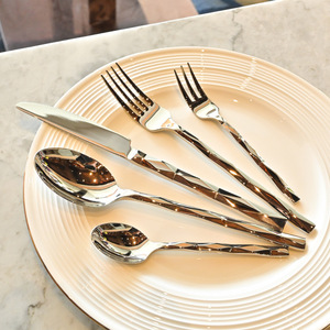 Ensemble de couverts en argent forgé de luxe en forme de diamant poli miroir haut Barre solide lavable au lave-vaisselle Cuillère à dîner Couteau à steak - Product Image 2