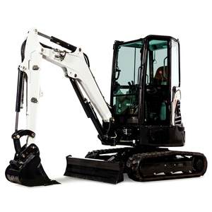Miniexcavadora Blanca con Orugas Negras y Cucharón, Equipo de Construcción con Motor - Product Image 1