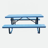 Table de pique-nique en métal pour l'extérieur, mobilier de jardin, table à manger en acier, portable, 72 "96", pour l'extérieur, aire de jeux, patio, café