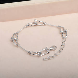 S925 <b>Silver</b> DIY Roadway <b>Set</b> 8-Bead U-Shape <b>Necklace</b> Hole 3-Bead Double Bracelet Empty Stand 5582 Fashion Jewelry Accessories - Product Image 3