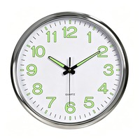 Jam Dinding Kuarsa Bercahaya 12 Inci, Jam Analog Bulat Bertenaga Baterai untuk Ruang Tamu, Kamar Tidur, Dapur.