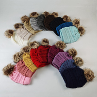 Bonnet d'hiver personnalisé étiquettes femmes monogramme laine tricoté bonnet bonnet casquette chapeau à pompon